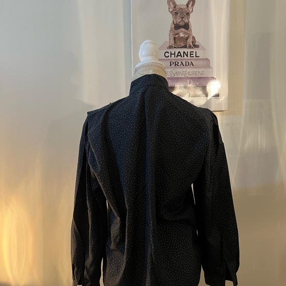 100% Silk Blouse Black and white Polkadot - Picture 4 of 9